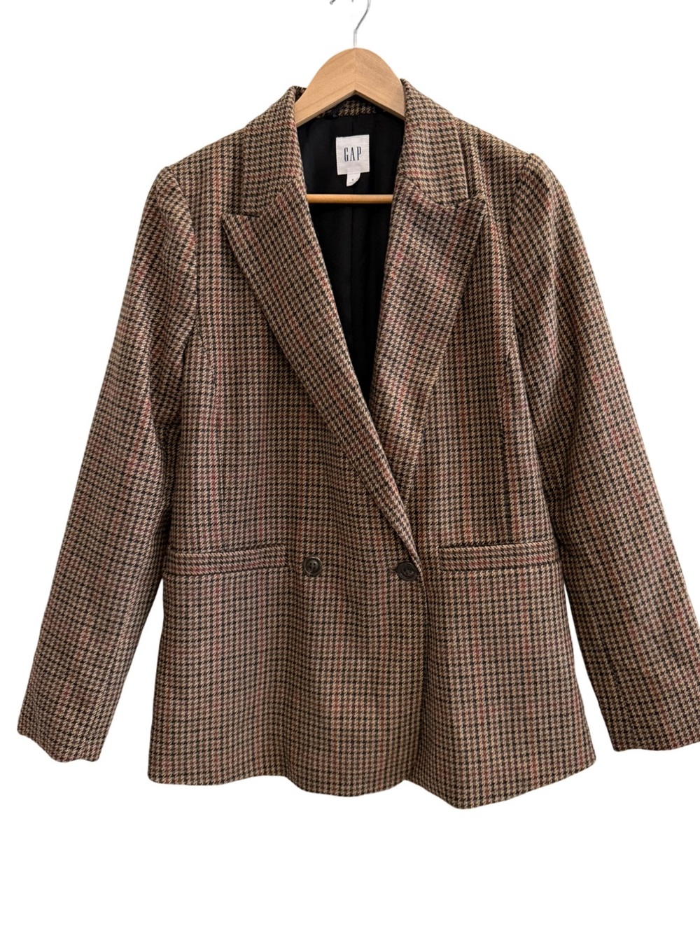 GAP Women’s Brown Houndstooth Blazer Jacket Wool Blend Size 6